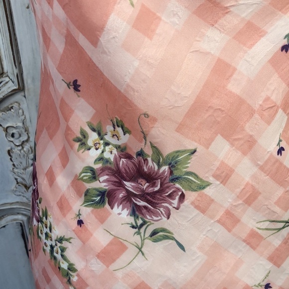 Body Chic Size Medium Spaghetti Strap Plaid and Floral Sheer Nighty Vintage - Picture 10 of 11